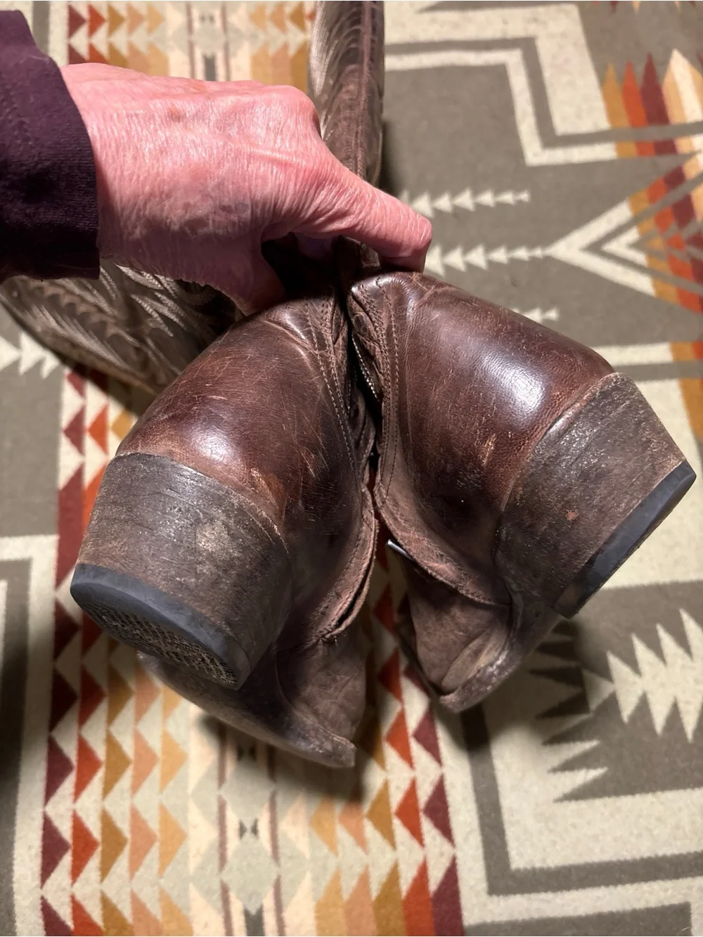 Old Gringo Women’s Distressed Brown Leather, Snip Toe Cowboy Boots, 19” Tall, 9B